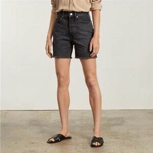 Everlane Jean shorts, washed black gray, raw hem